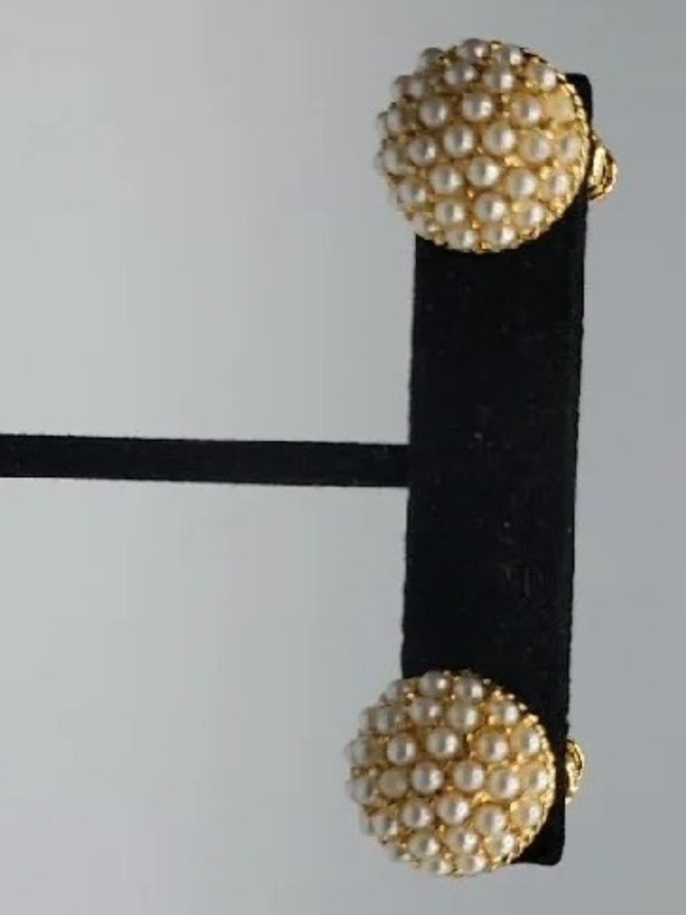 Napier Faux Pearl Pave Screwback Earrings Adjustable Unsigned Pat Pend Vintage